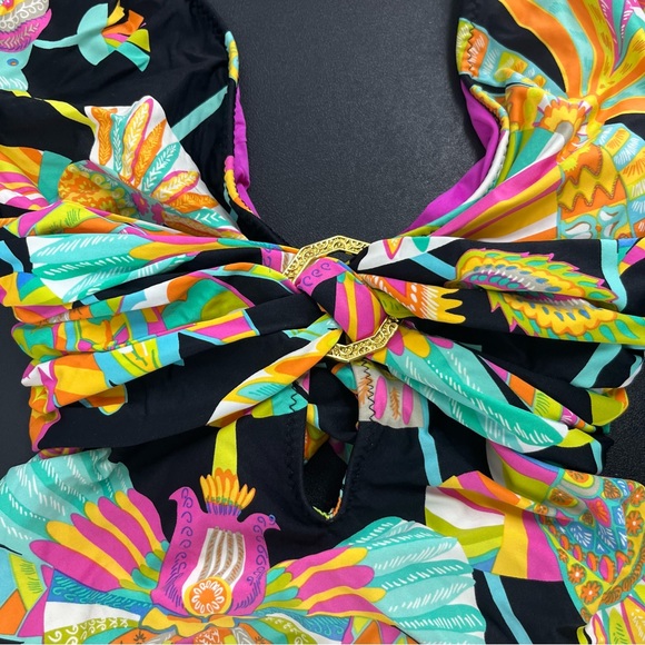 TRINA TURK | Tahitian Floral One Piece Swimsuit Multi Cross Back Size 8 - Picture 5 of 16